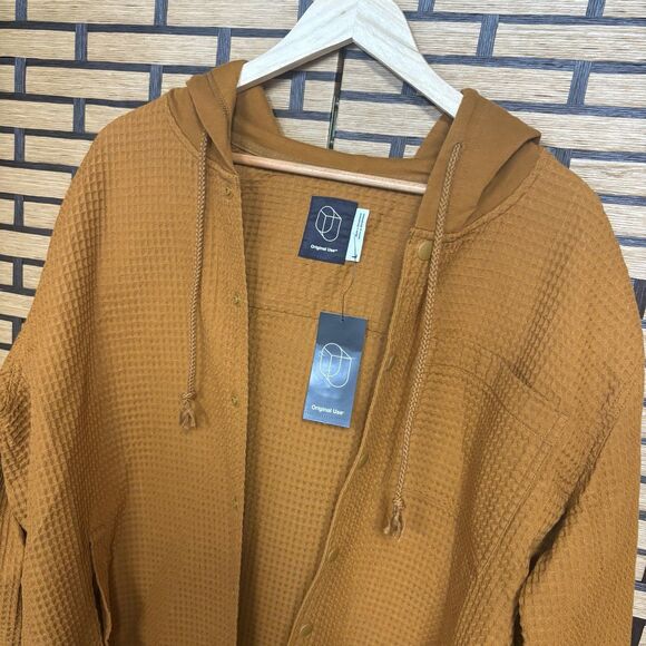 Original Use Brown Waffle Knit Zip Up Jacket Size Large - Picture 3 of 6